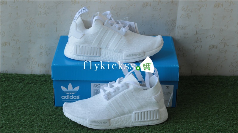 Real Boost Adidas Originals NMD R1 PK Triple White BA8630